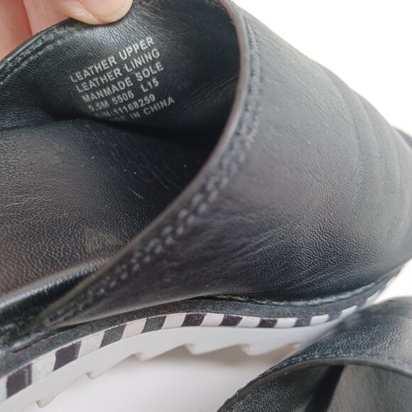 Tory Burch Slides Black Leather Open Toe Sandals Womens 5.5 - Picture 12 of 16